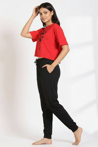 Zivame 2 Mile Fashion Knit Cotton Loungewear Set - Black Beauty — thumbnail 5